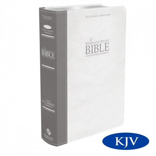 New Platinum Remnant Study KJV Bible GREY/WHITE Top Grain Leather